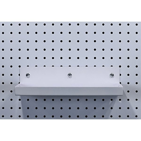 12 In. W x 6 In. D White Epoxy Coated Steel Pegboard Shelf 36 pc. DuraHook Pegboard Hook Assortment