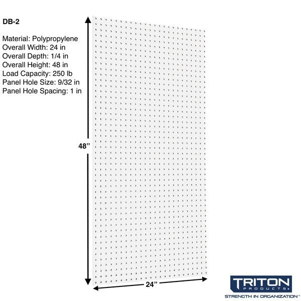 (2) 24 In. W x 48 In. H x 1/4 In. D White Polypropylene Pegboards with 1/4 In. Hole Size