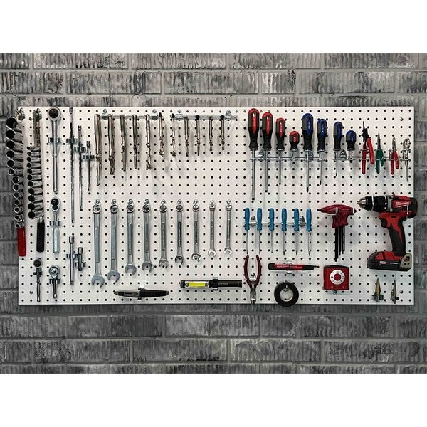 (2) 24 In. W x 48 In. H x 1/4 In. D White Polypropylene Pegboards with 1/4 In. Hole Size