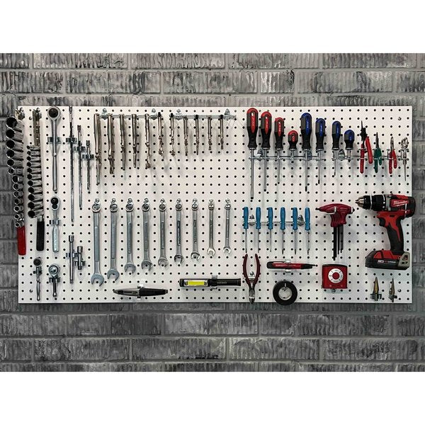 (2) 24 In. W x 48 In. H x 1/4 In. D Polypropylene Pegboards 79 pc. DuraHook Assortment 4 Hanging Bins