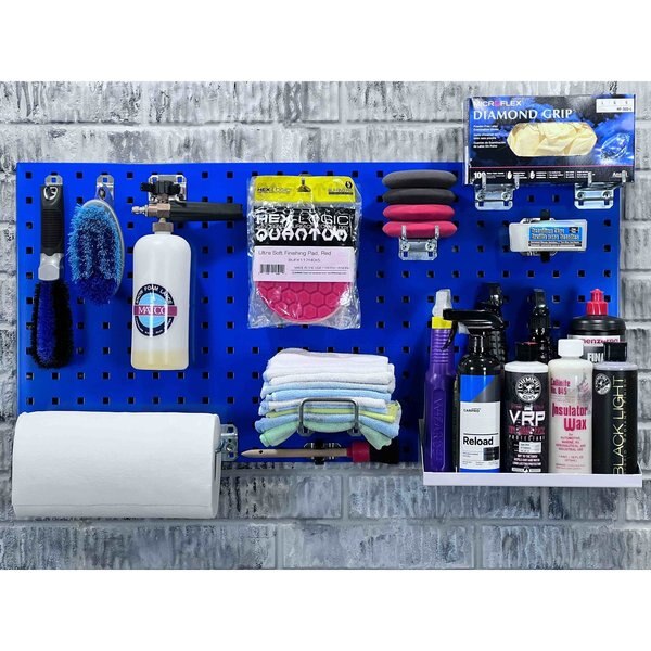 (1) 18 In. W x 36 In. H Blue Epoxy 18-Gauge Steel Square Hole Pegboard 18 pc. LocHook Assortment