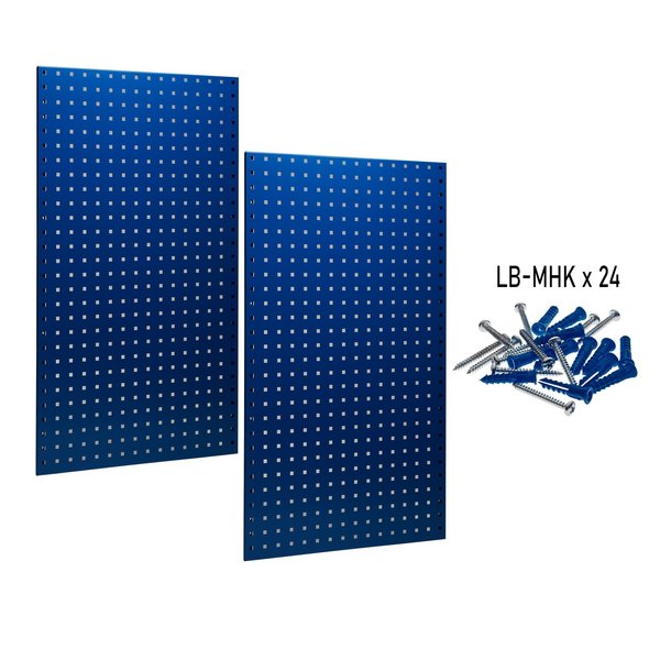 (2) 24 In. W x 42-1/2 In. H Blue Epoxy 18-Gauge Steel Square Hole Pegboards Mounting Hardware