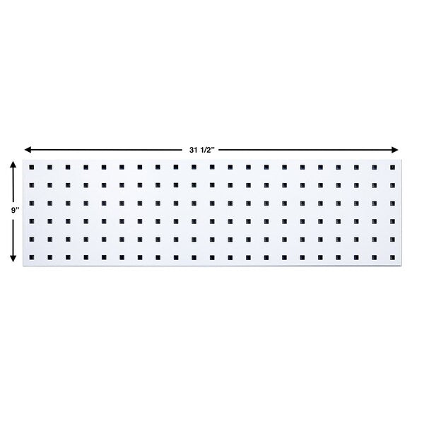 (1) 31.5 In. W x 9 In. H White Epoxy 18-Gauge Steel Square Hole Pegboard Strip