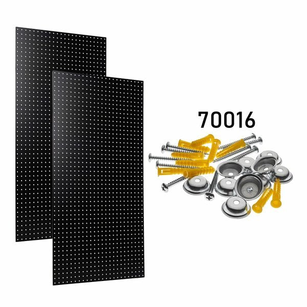 (2) Black 24 In. W x 42 In. H x 1/4 In. D High Density Fiberboard Round Hole Pegboards with Mounting Hardware