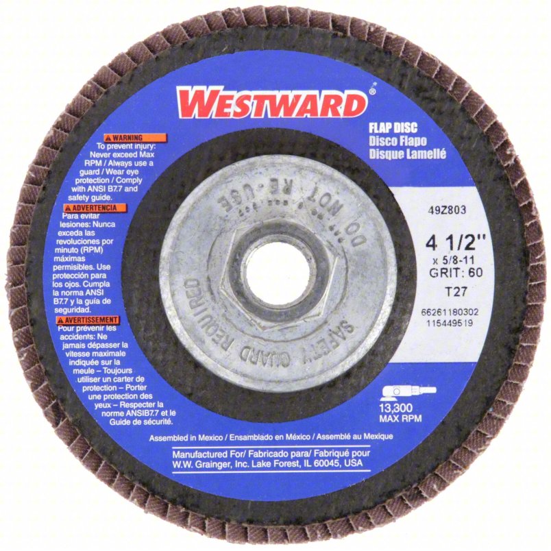 WESTWARD, Flap Disc,7" Dia.,40 Grit,coarse