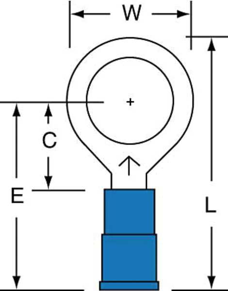 16-14 AWG Nylon Ring Terminal 3/8