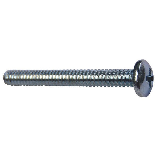 #10-24 x 1-1/2 in Combination Phillips/Slotted Round Machine Screw, Zinc Plated Steel, 100 PK