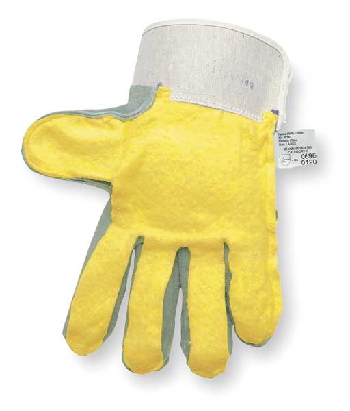 Leather Palm Gloves, XL, Gray, PR