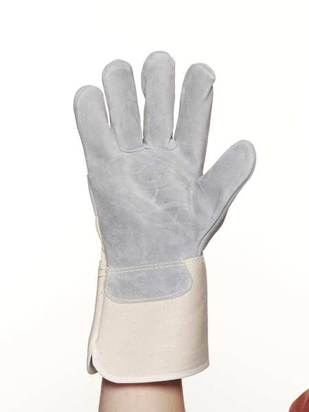 Leather Palm Gloves, L, White, PR