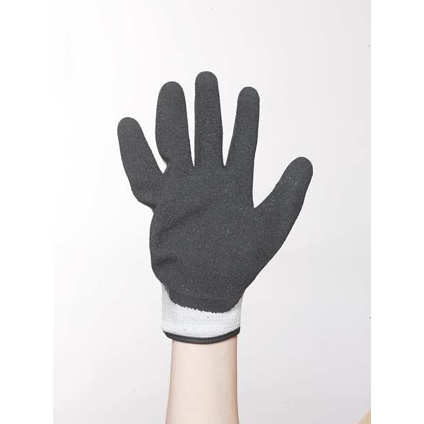 Latex Coated Gloves, Palm Coverage, Black/Gray, M, PR