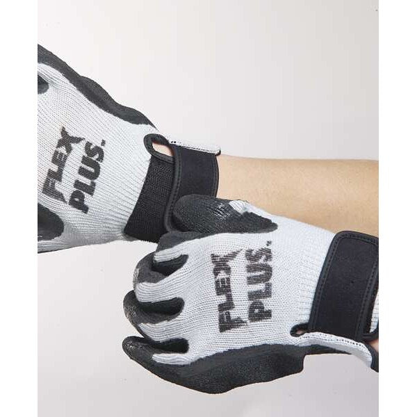 Latex Coated Gloves, Palm Coverage, Black/Gray, L, PR