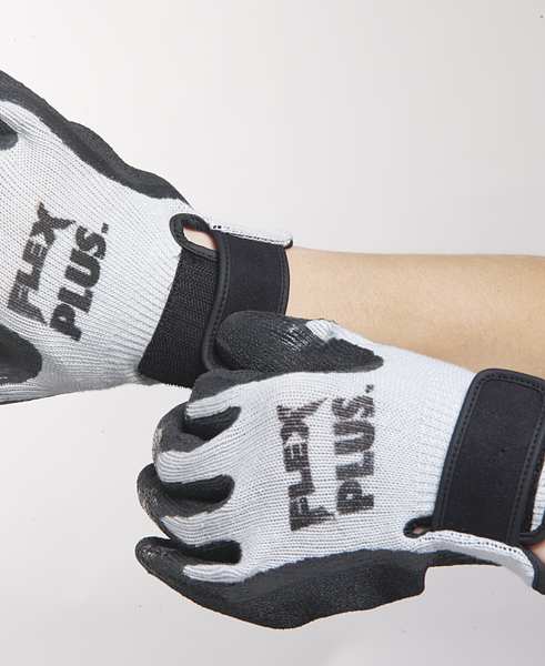 Latex Coated Gloves, Palm Coverage, Black/Gray, XL, PR