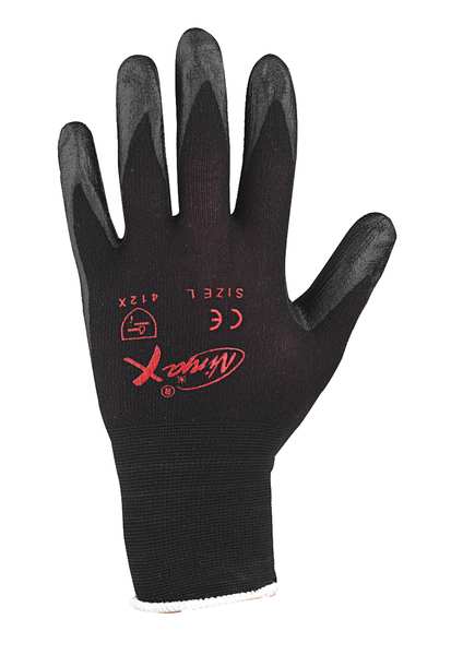 Bi-Polymer Coated Gloves, Palm Coverage, Black, L, PR