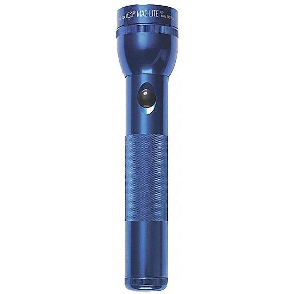 Blue No Led Industrial Handheld Flashlight, Alkaline D, 168 lm