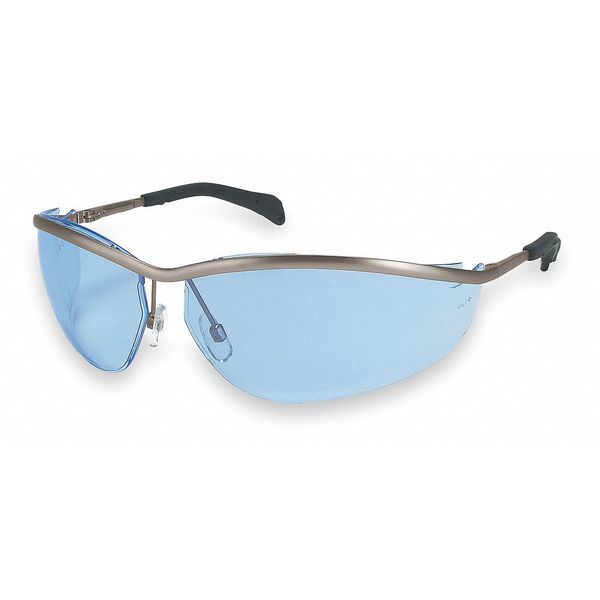 Safety Glasses, Wraparound Light Blue Polycarbonate Lens, Scratch-Resistant