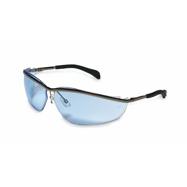 Safety Glasses, Wraparound Light Blue Polycarbonate Lens, Scratch-Resistant