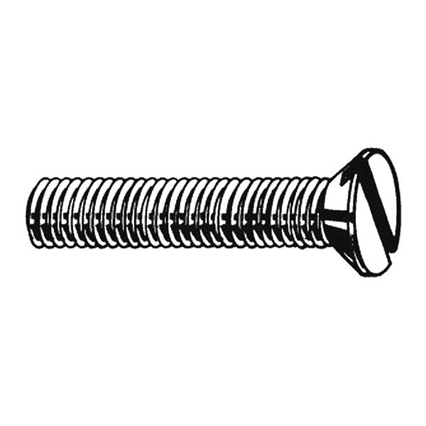 #6-32 x 1/4 in Slotted Flat Machine Screw, Zinc Plated Steel, 100 PK