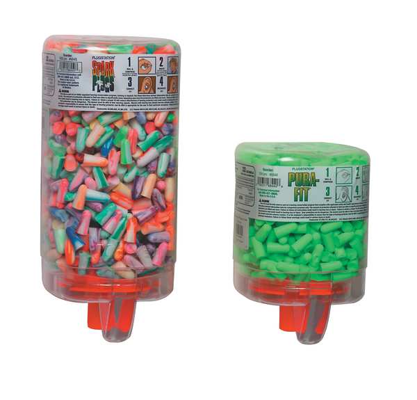 Disposable Uncorded Ear Plugs with Dispenser, Bullet Shape, 33 dB, 500 Pairs, Green