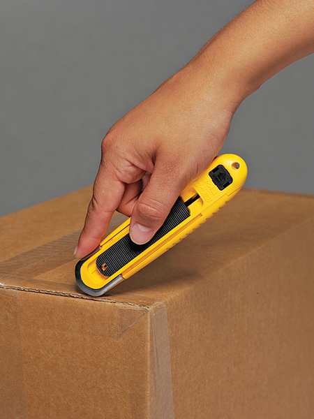 Safety Knife, Self-Retracting, Rounded Safety Blade, 6 in L.