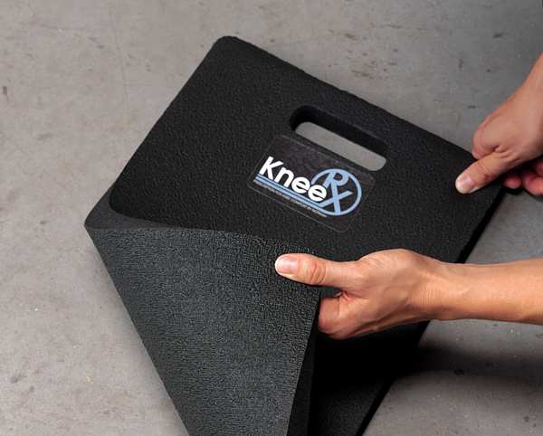 Knee RX Kneeling Mat, Nitrile/PVC Sponge Kneeling Pad, 12 in L x 22 in W, Built-In Handle, Black