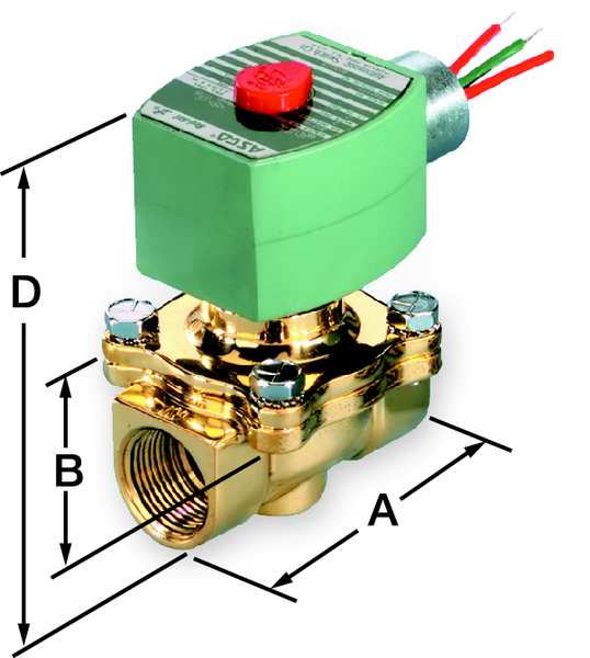 120V AC Brass Solenoid Valve, Normally Closed, 3/4 in Pipe Size