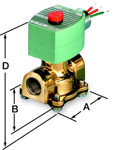 120V AC Brass Solenoid Valve, Normally Open, 3/4 in Pipe Size