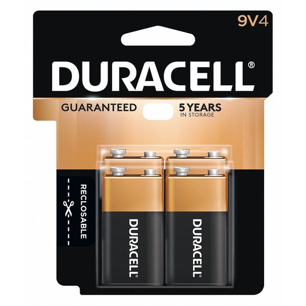 Duracell CopperTop 9V Alkaline Battery, 4 PK