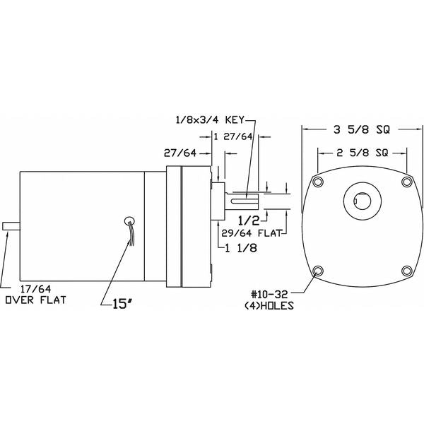 AC Gearmotor, 47.0 in-lb Max. Torque, 124 RPM Nameplate RPM, 115V AC Voltage, 1 Phase