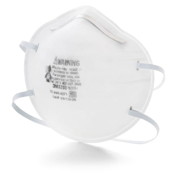 N95 Disposable Respirator, 8200, Dual Headstrap, Polyisoprene Strap, Nose Clip, White, Pack of 20