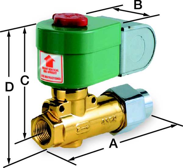 120V AC Brass Fuel Oil Solenoid Valve, Normally Closed, 3/8 in Pipe Size