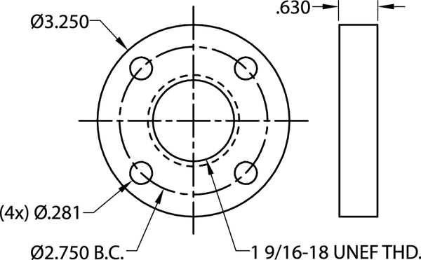 Ball Screw Flange, Flange Dia 4.940 In