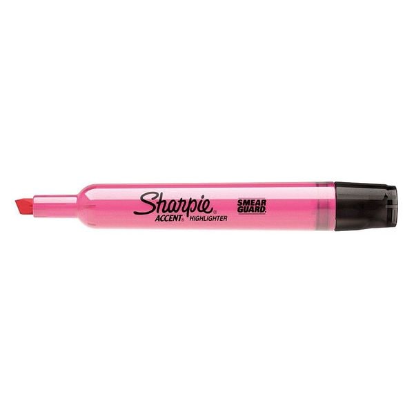 Smear Guard Highlighter, Chisel Tip Fluorescent Pink PK12