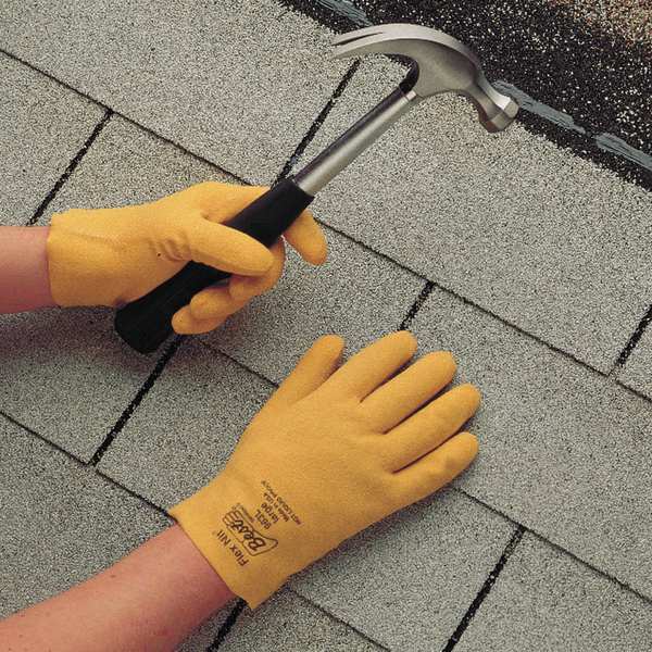 PVC Coated Gloves, Full Coverage, Yellow, S, PR