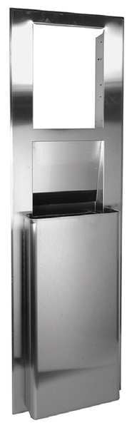 9-1/2 gal Rectangular Trash Can, Silver, 17 1/4 in Dia, Stainless Steel