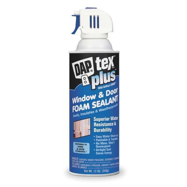 Multipurpose/Construction Spray Foam Sealant, 12 oz, Aerosol Can, White, 1 Component