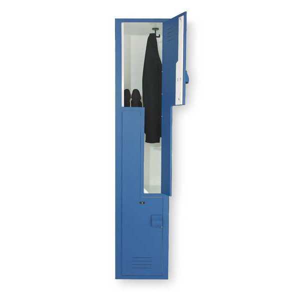 Wardrobe Z Locker, 18 in W, 18 in D, 60 in H, (1) Wide, (2) Openings, Deep Blue