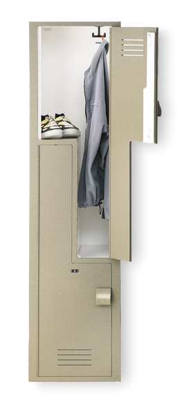 Wardrobe Z Locker, 15 in W, 15 in D, 60 in H, (1) Wide, (2) Openings, Beige