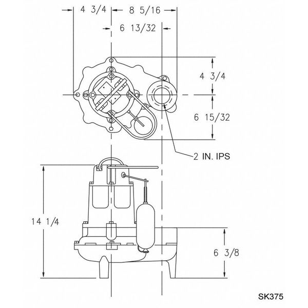Waste-Mate 1/2 HP 2 in. Auto Submersible Sewage Pump 115V Vertical