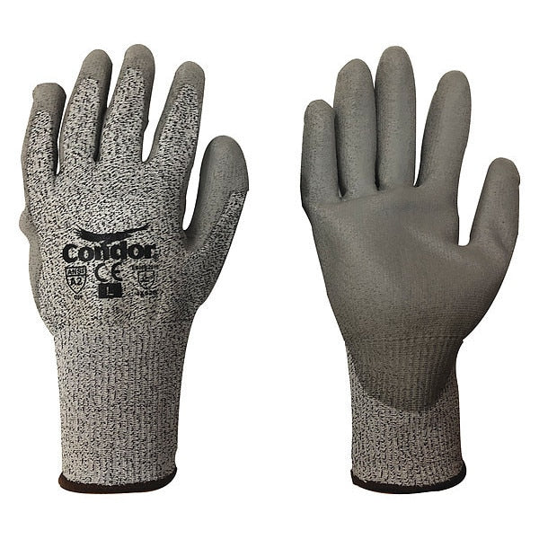 Cut Resistant Coated Gloves, A2 Cut Level, Polyurethane, S, 1 PR