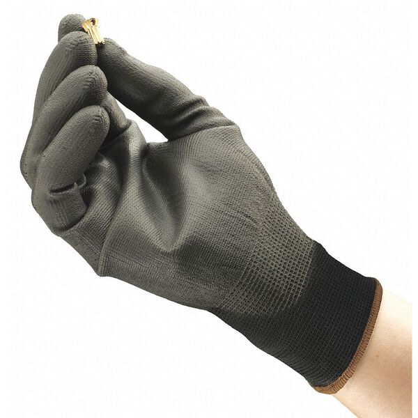 Polyurethane Coated Gloves, Palm Coverage, Black, XS, PR