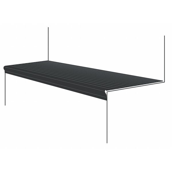 Stair Tread Cover, Black, 24in W, Vinyl