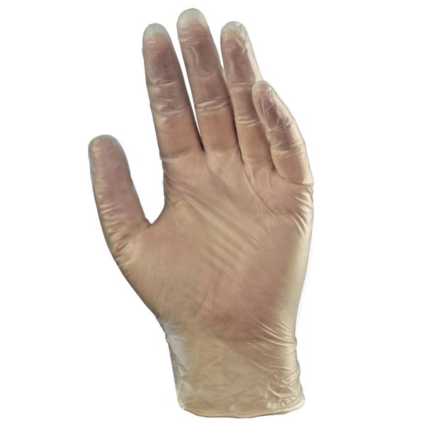 Vinyl Disposable Gloves, PVC, Powder Free, Clear, M, 100 PK