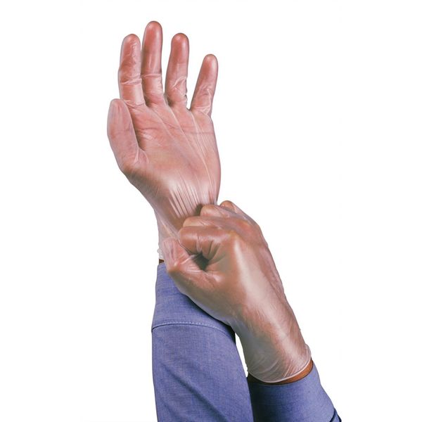 Vinyl Disposable Gloves, PVC, Powder Free, Clear, M, 100 PK