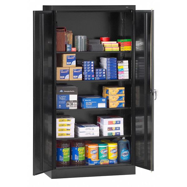 Stationary Storage Cabinet, 24 Gauge Steel, 72 in H x 36 in W x 24 in D, Black