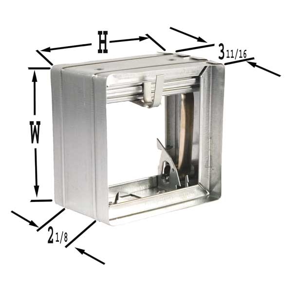 Square Fire Damper, 13-3/4 In. W