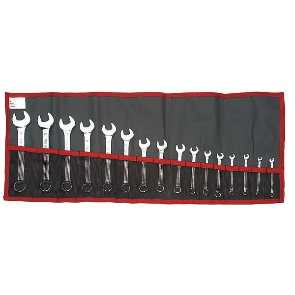 Combo Wrench Set, 6/12 Pt, 3.2-17mm, 16 Pc