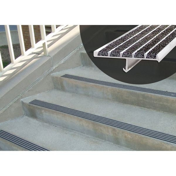 Stair Nosing, Black, 60in W, Extruded Alum