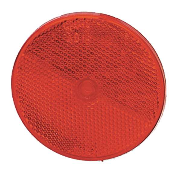 Reflector, Screw Mount, Red, Dia 3-1/4 In