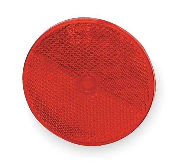 Reflector, Screw Mount, Red, Dia 2 1/2 In