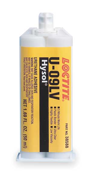 Urethane Adhesive, U-09LV Series, Clear, 1:01 Mix Ratio, 3 hr Functional Cure, Dual-Cartridge